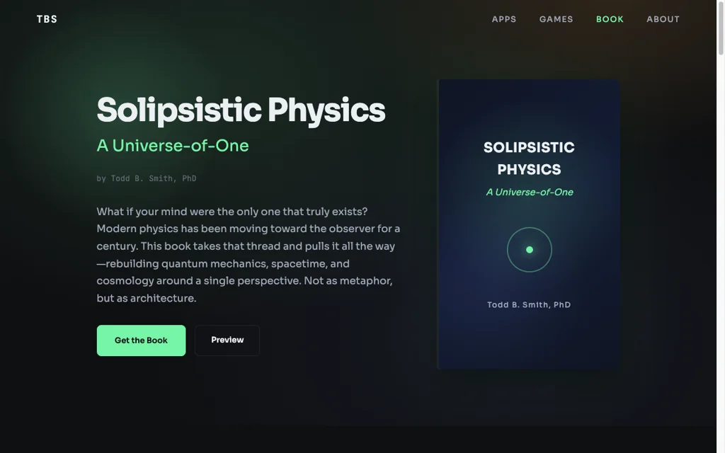 Solipsistic Physics website preview