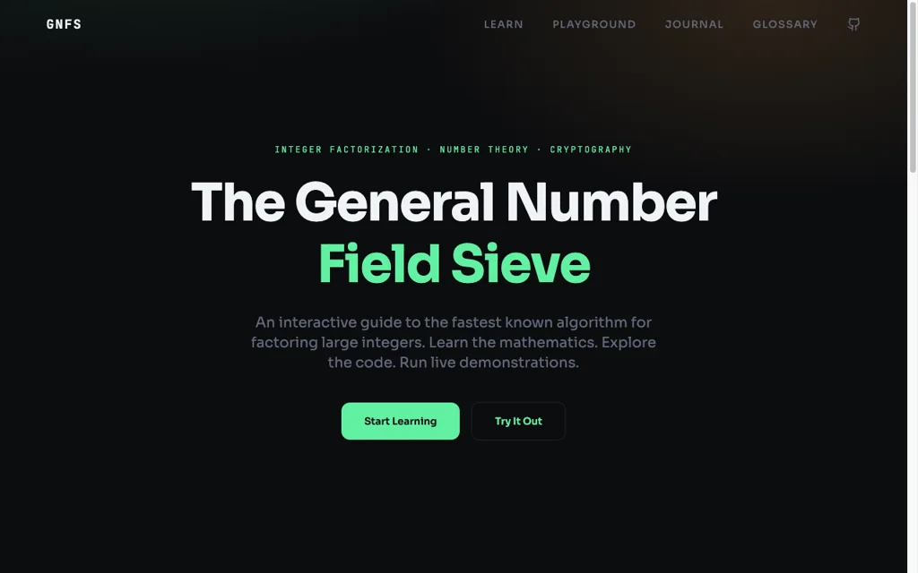 General Number Field Sieve website preview