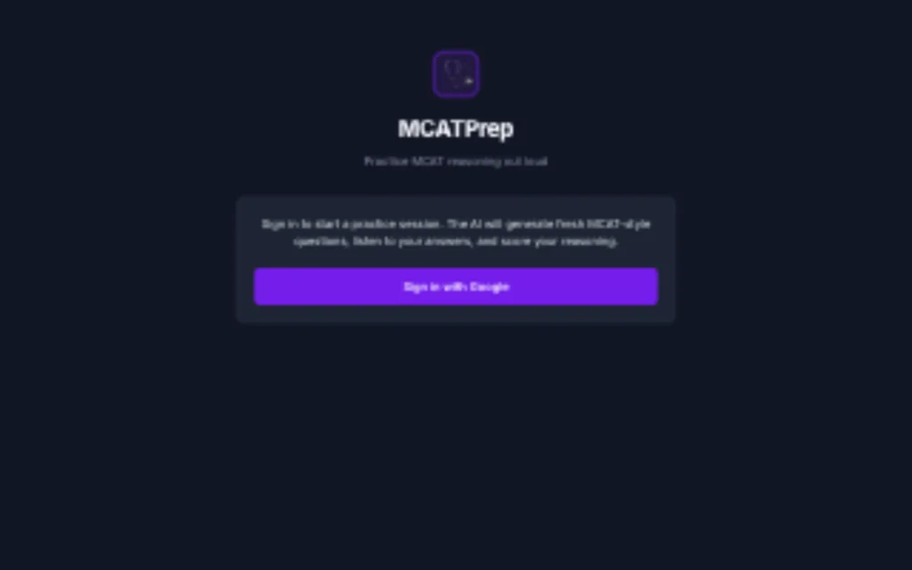 MCATPrep website preview