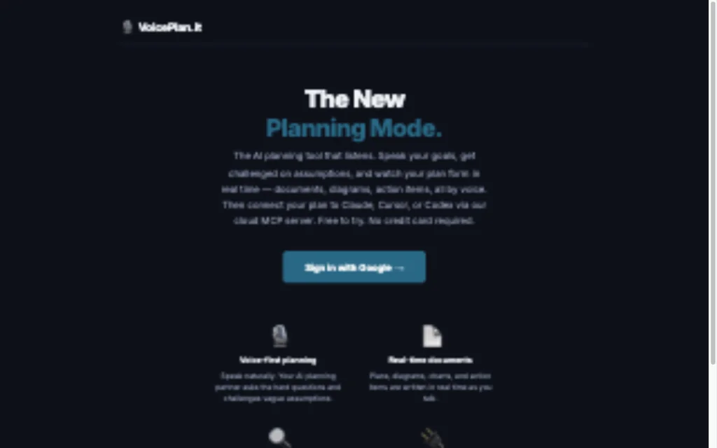 VoicePlan website: plan by voice with AI